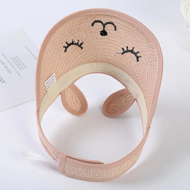 Children Outdoor Summer Embroidery Travel High Quality Straw Visor Hat