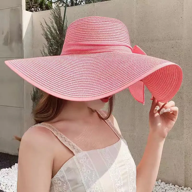 Beach Straw Hat Children Summer Seaside Big Brim Sunscreen Shading Travel Everything Big Rim Hat Sun Summer (CFCP015)