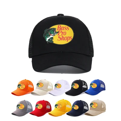 Gorra de béisbol de camionero con sombrilla de pesca al aire libre de verano con sombrero de malla de 5 paneles de algodón estampado