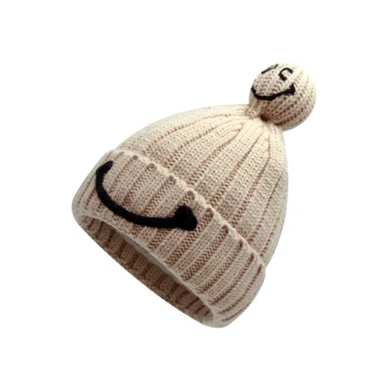 Gorro de punto Smiley POM de colección de moda premium