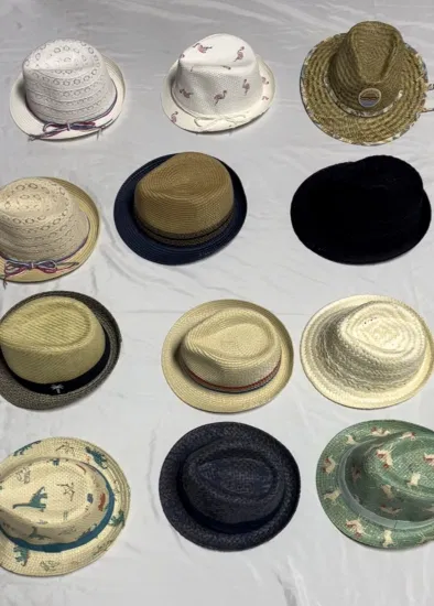 Los sombreros de paja beige al por mayor de los niños con el modelo lleno de la impresión y la moda graban BSCI, Oeko Tex